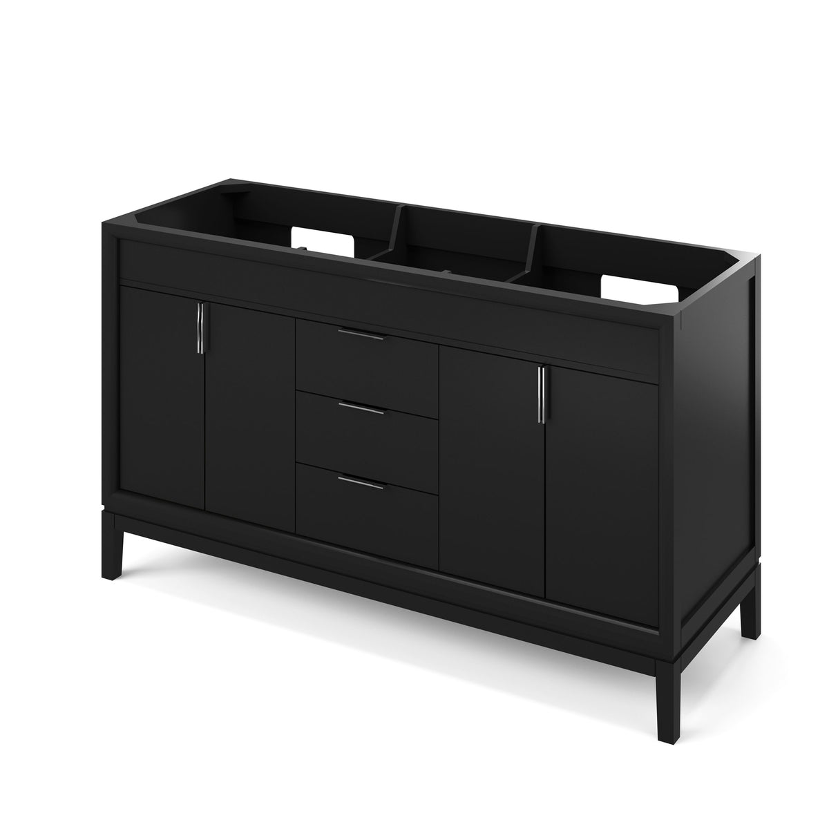 Theodora 60" Double Bowl Freestanding Bathroom Vanity, Black