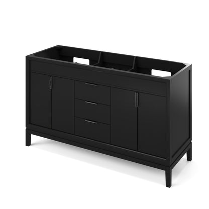 Theodora 60" Double Bowl Freestanding Bathroom Vanity, Black