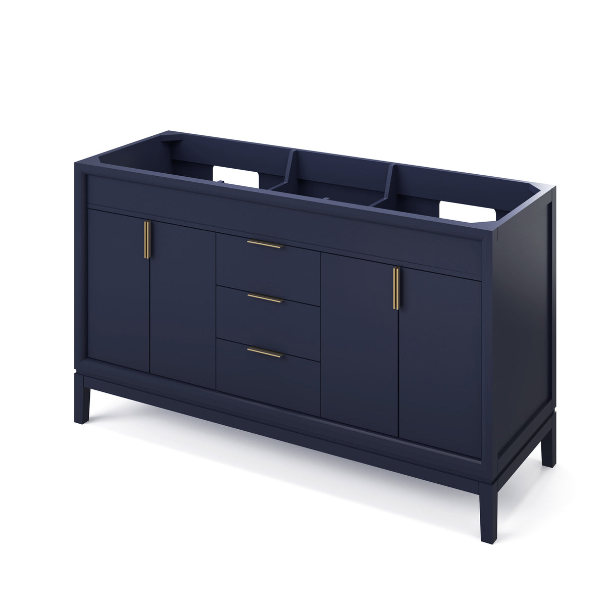 Theodora 60" Double Bowl Freestanding Bathroom Vanity, Hale Blue