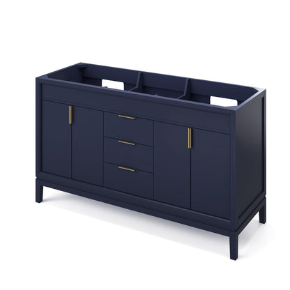 Theodora 60" Double Bowl Freestanding Bathroom Vanity, Hale Blue