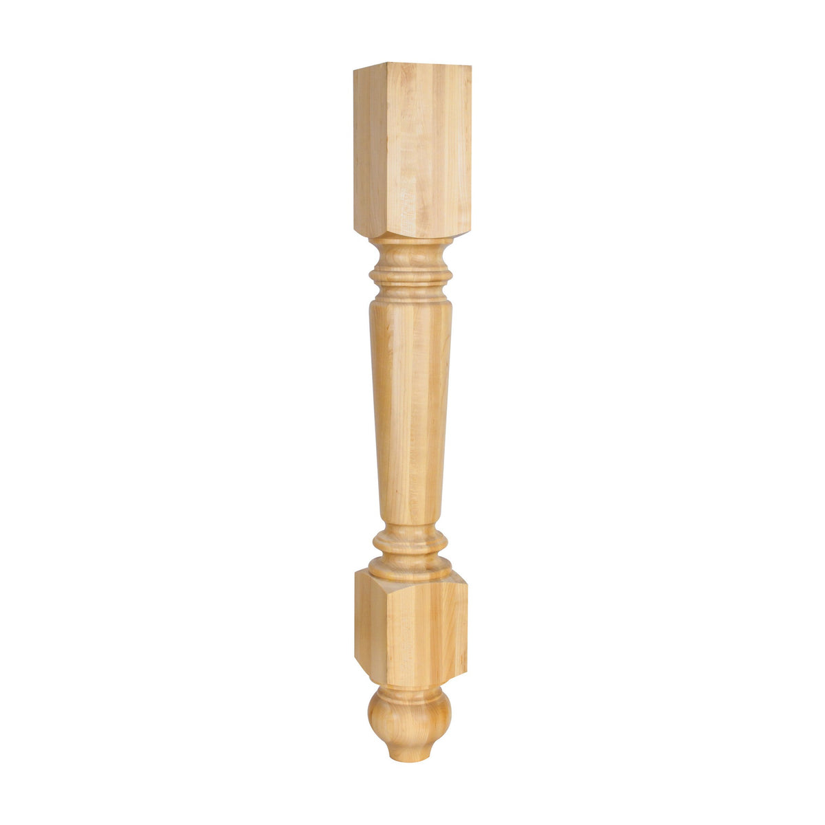 Turned Wood Post with Bottom Block, 4-1/2" x 4-1/2" x 35-1/2"
