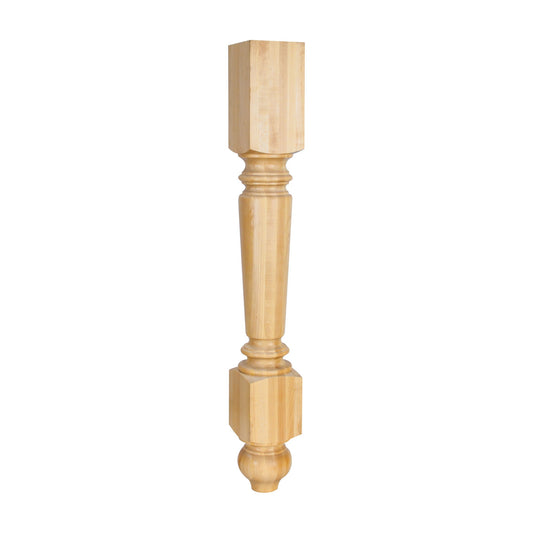 Turned Wood Post with Bottom Block, 4-1/2" x 4-1/2" x 35-1/2"