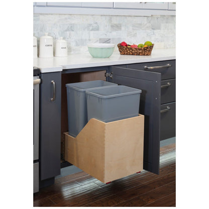 Valo Wood Bottom-Mount Soft-close Trashcan Rollout for Hinged Doors