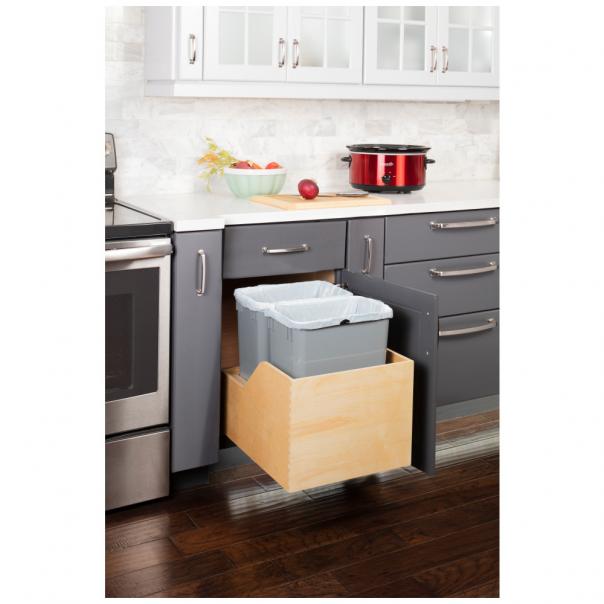 Valo Wood Bottom-Mount Soft-close Trashcan Rollout for Hinged Doors