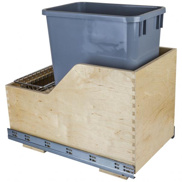 Valo Wood Bottom-Mount Soft-close Trashcan Rollout for Hinged Doors