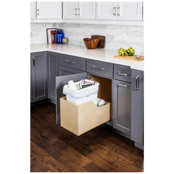 Valo Wood Bottom-Mount Soft-close Trashcan Rollout for Hinged Doors