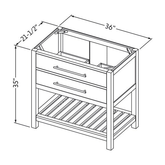 Wavecrest 36" Single Bowl Freestanding Bathroom Vanity, alternate view