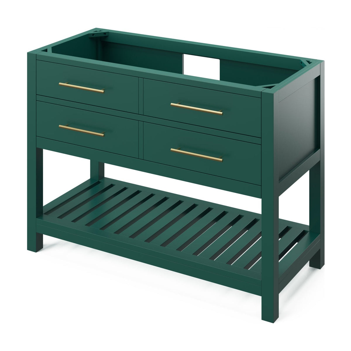 Wavecrest 48" Single Bowl Freestanding Bathroom Vanity, Forest Green