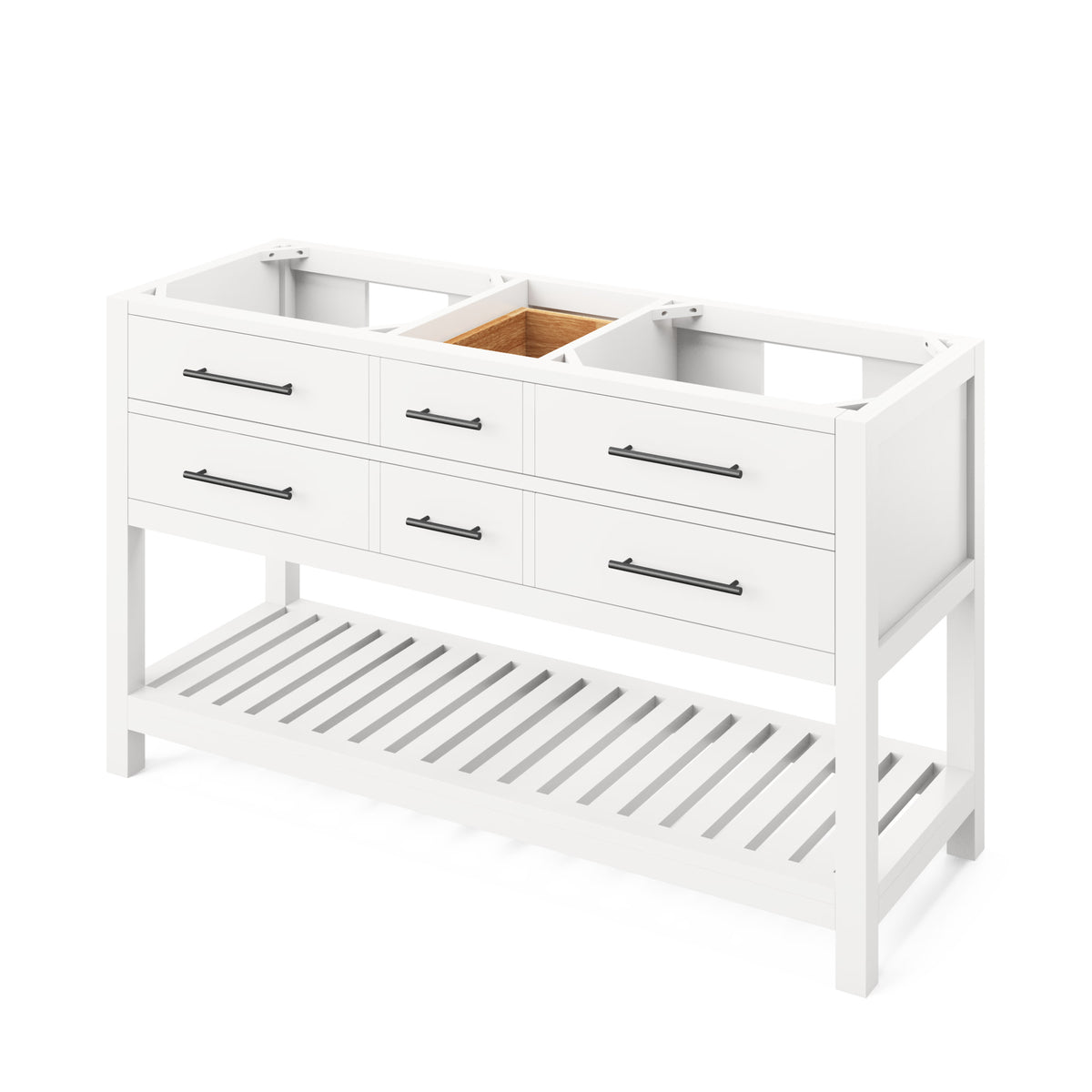 Wavecrest 60" Double Bowl Freestanding Bathroom Vanity, White