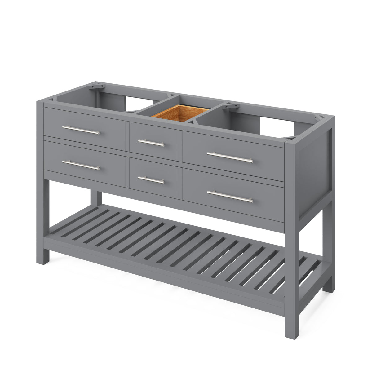 Wavecrest 60" Double Bowl Freestanding Bathroom Vanity, Grey