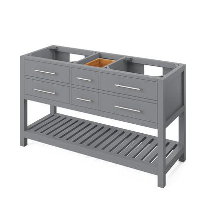 Wavecrest 60" Double Bowl Freestanding Bathroom Vanity, Grey