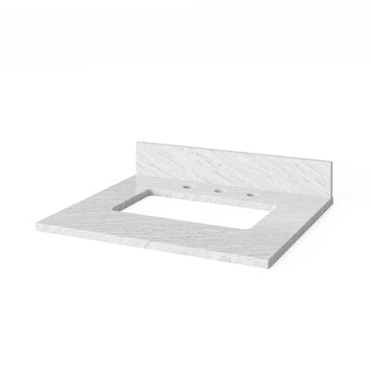 White Carrara Marble Vanity Top, 25" Single Rectangle Bowl Cutout