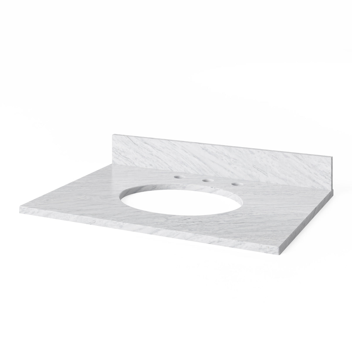White Carrara Marble Vanity Top, 31" Single Oval Bowl Cutout