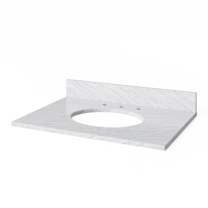 White Carrara Marble Vanity Top, 31" Single Oval Bowl Cutout