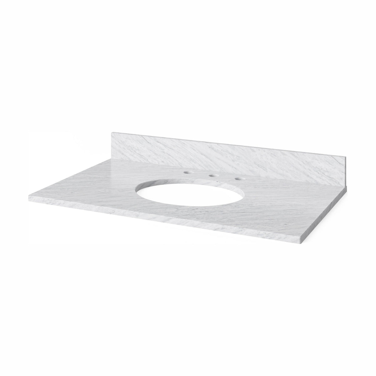 White Carrara Marble Vanity Top, 37" Single Oval Bowl Cutout