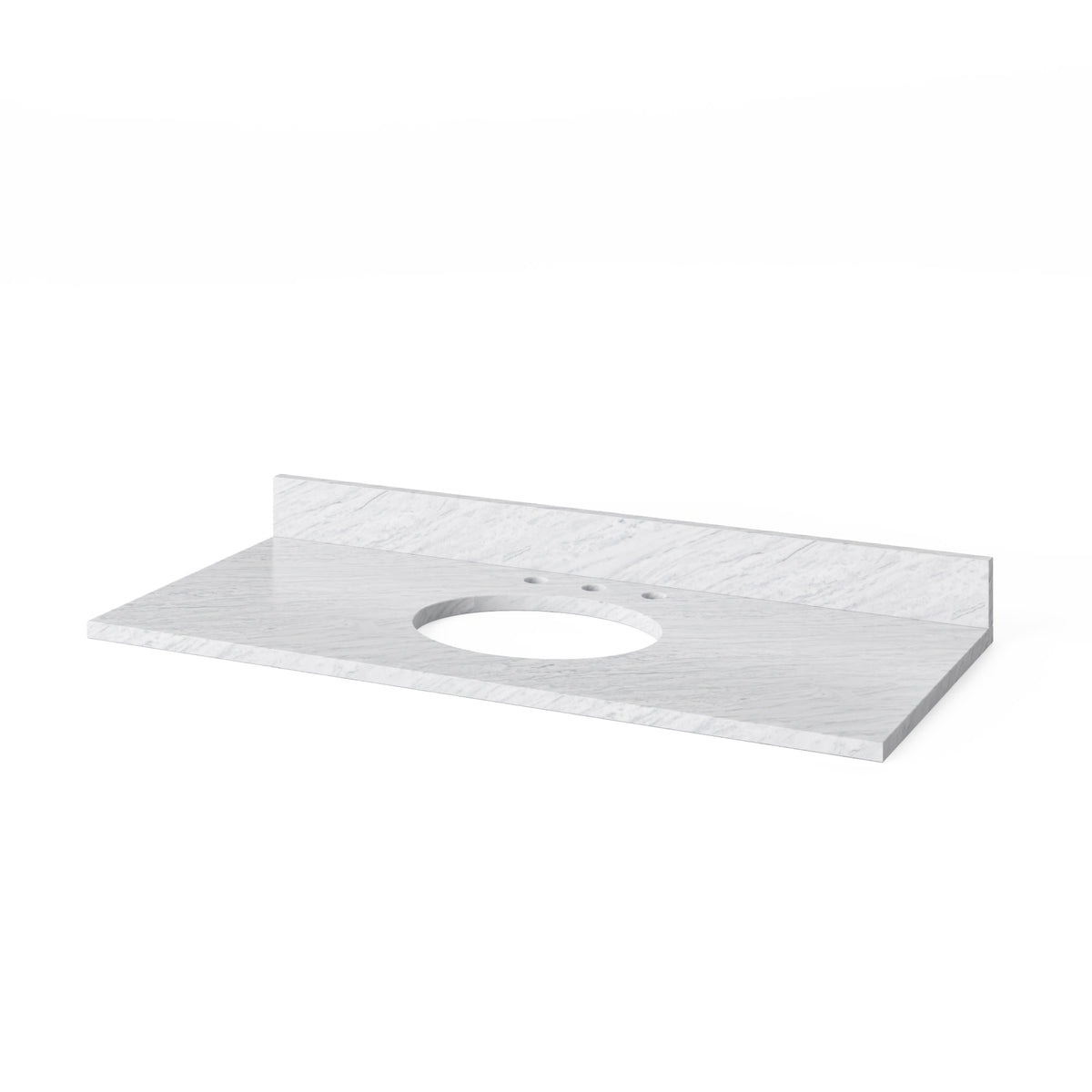 White Carrara Marble Vanity Top, 49" Single Oval Bowl Cutout