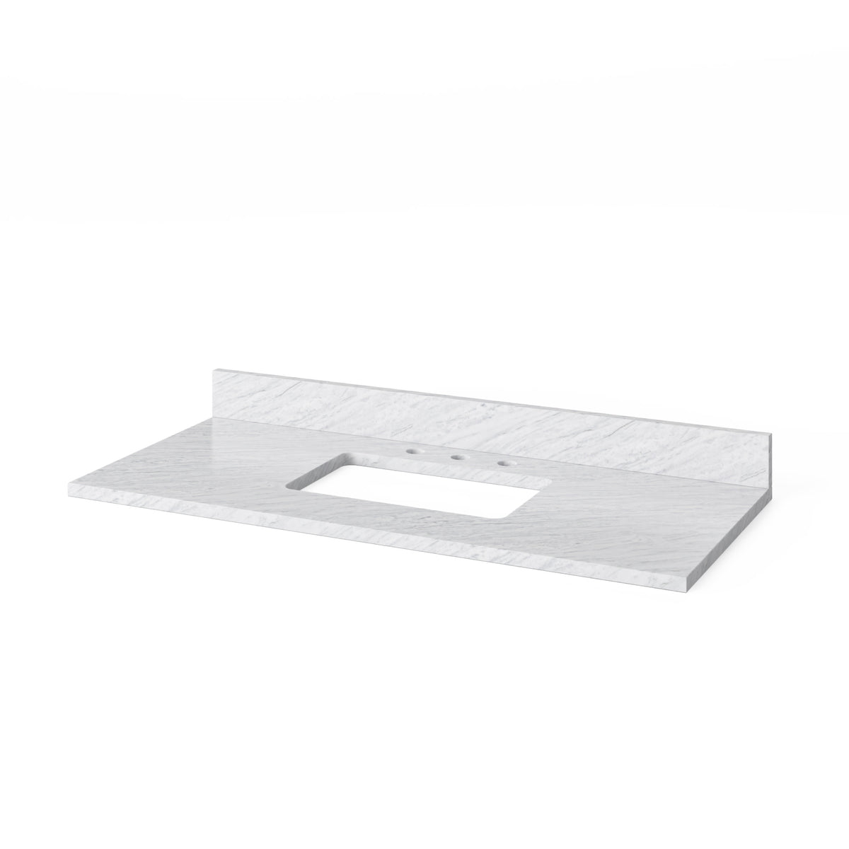 White Carrara Marble Vanity Top, 49" Single Rectangle Bowl Cutout