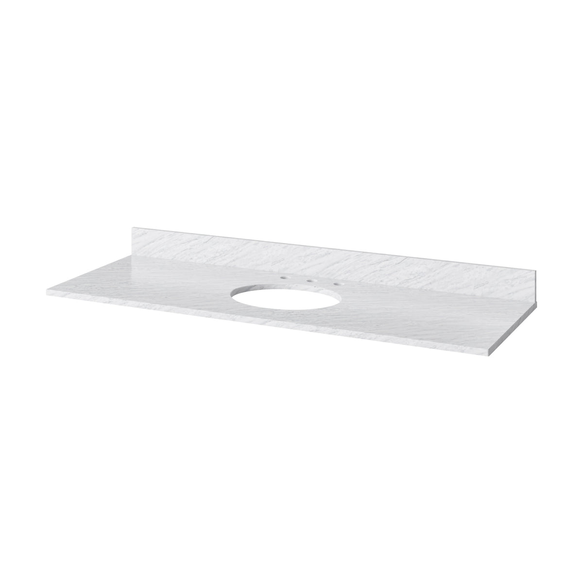 White Carrara Marble Vanity Top, 61" Single Oval Bowl Cutout