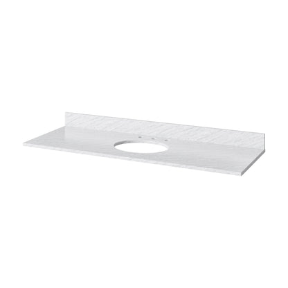 White Carrara Marble Vanity Top, 61" Single Oval Bowl Cutout