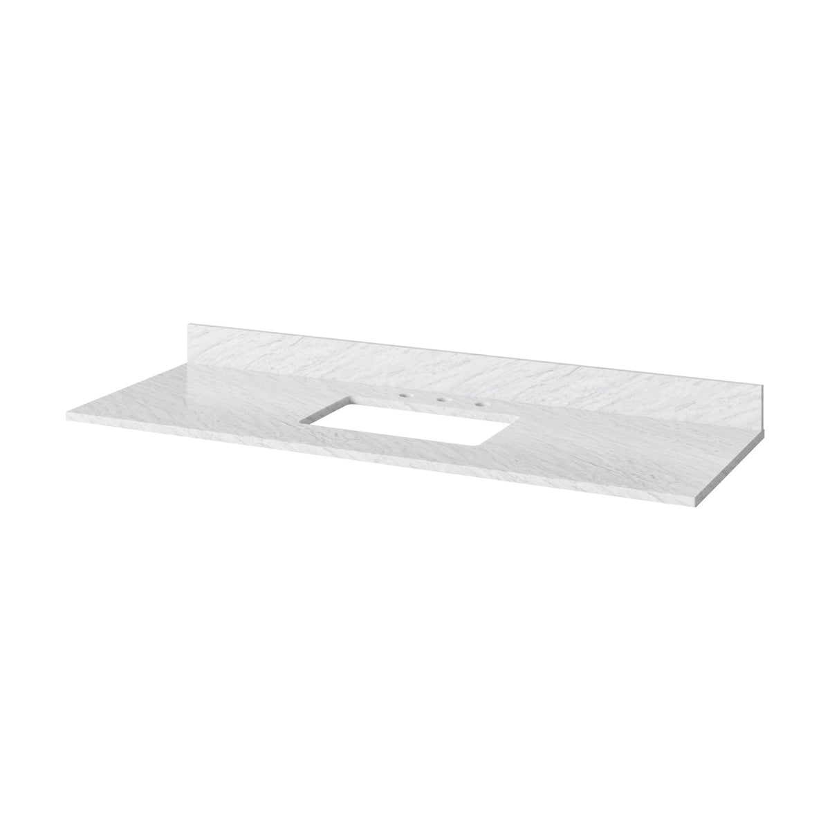 White Carrara Marble Vanity Top, 61" Single Rectangle Bowl Cutout
