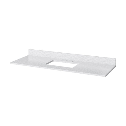 White Carrara Marble Vanity Top, 61" Single Rectangle Bowl Cutout