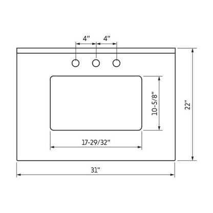 White Quartz Vanity Top, alternate view