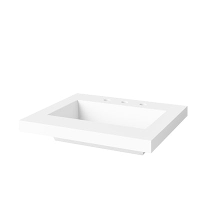 White Stone Resin Vanity Top, 25" Integrated Rectangle Bowl