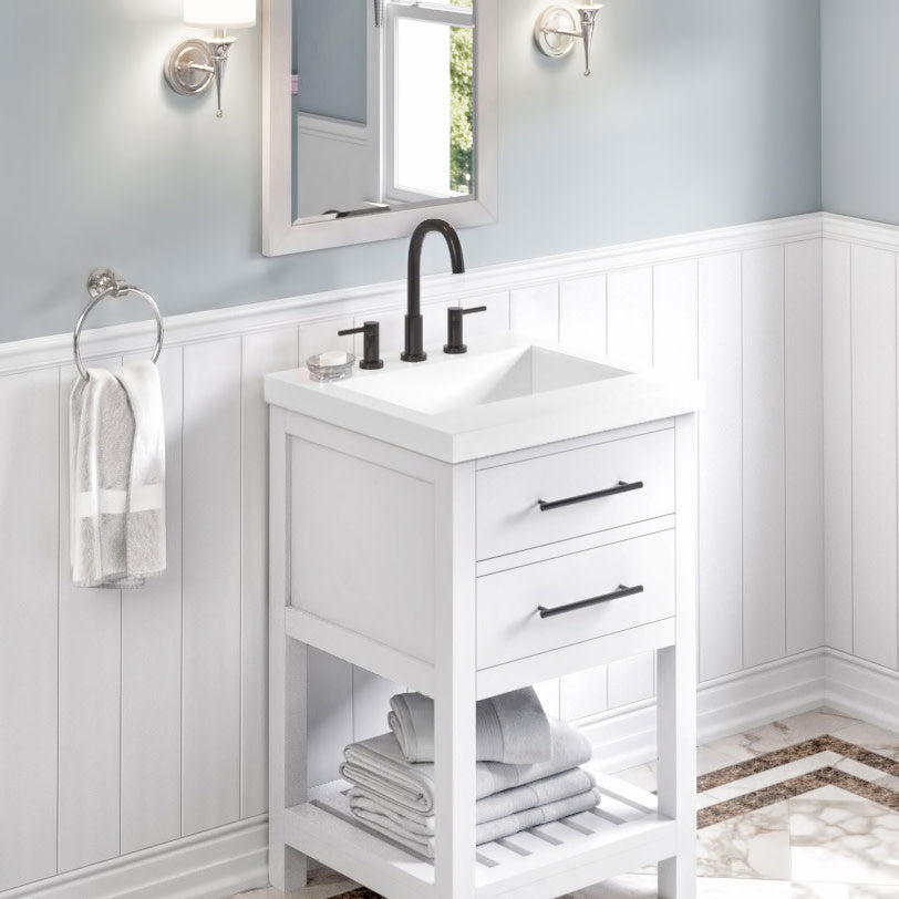 White Stone Resin Vanity Top, alternate view