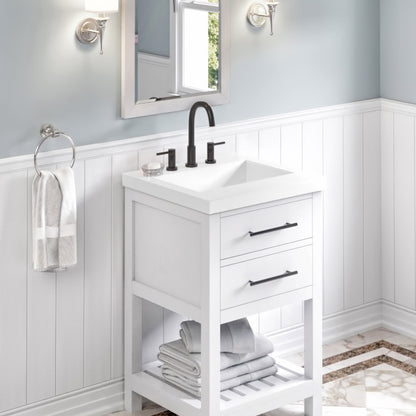 White Stone Resin Vanity Top, alternate view