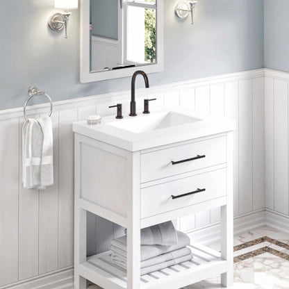 White Stone Resin Vanity Top, alternate view