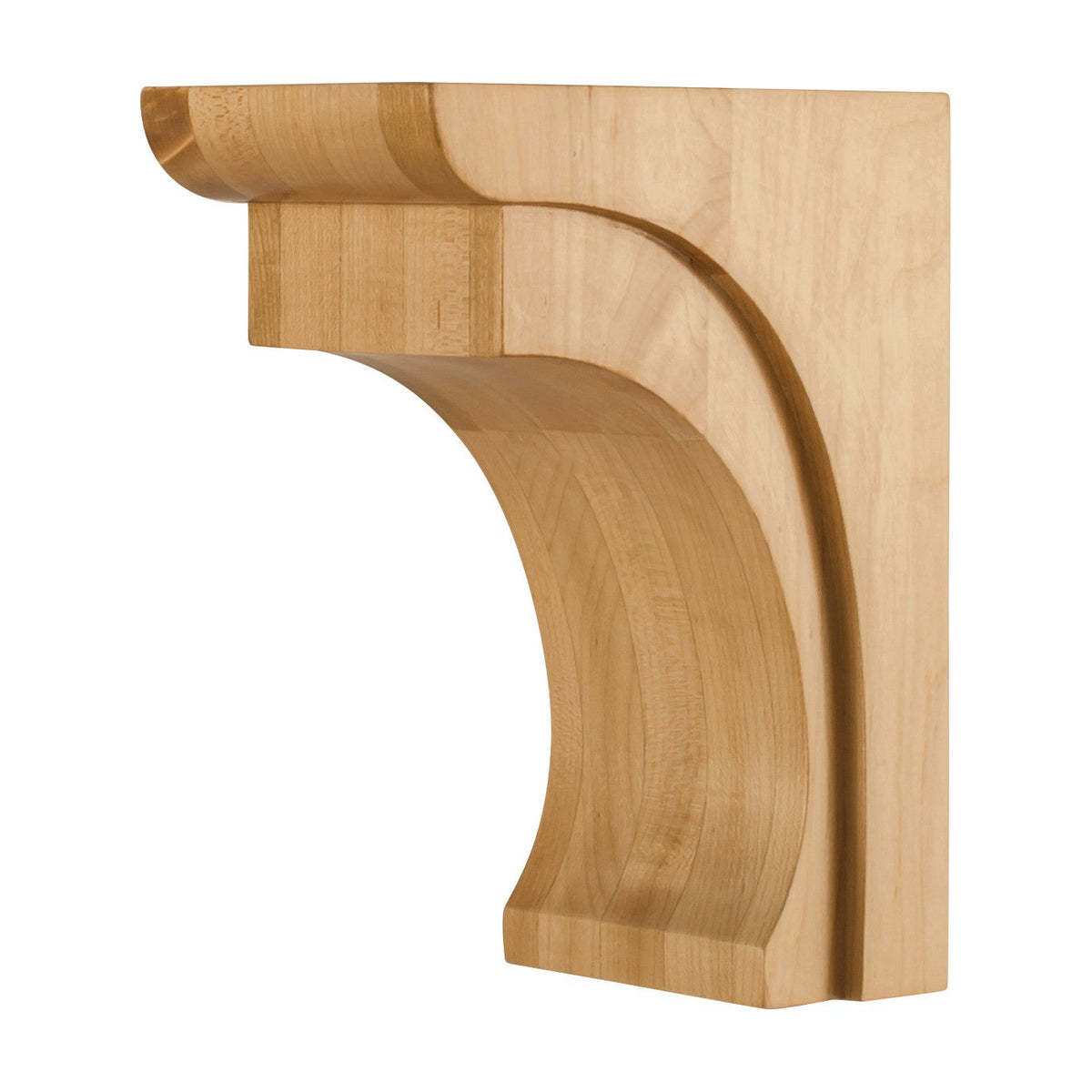 Wood Corbel with Cove Design, 4" x 6" x 8", Flat Cap