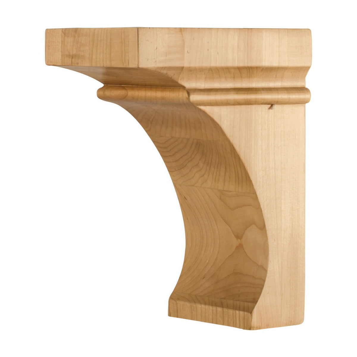 Wood Corbel with Cove Design, 4" x 6" x 8", Stepped Cap