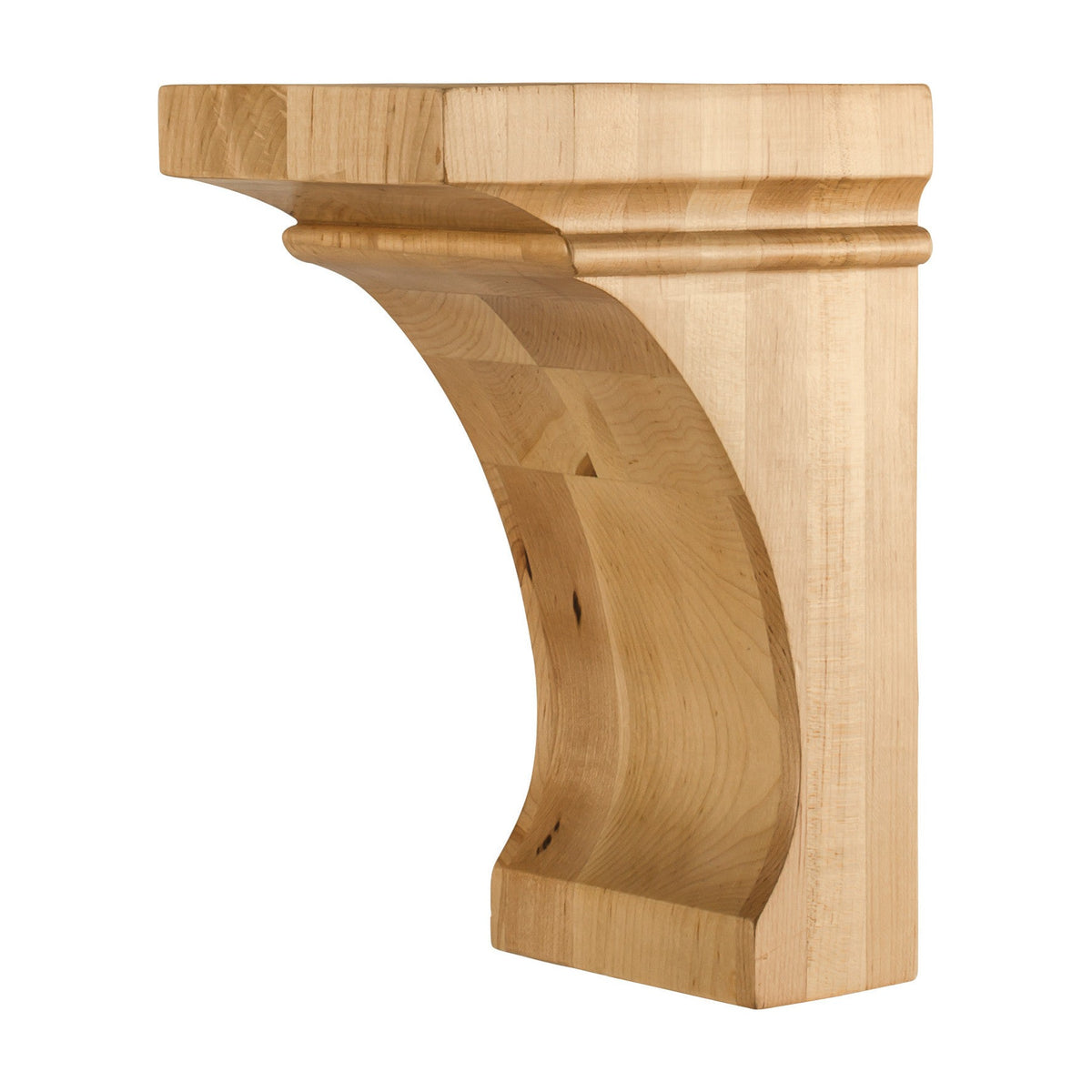 Wood Corbel with Cove Design, 5" x 7" x 10", Stepped Cap