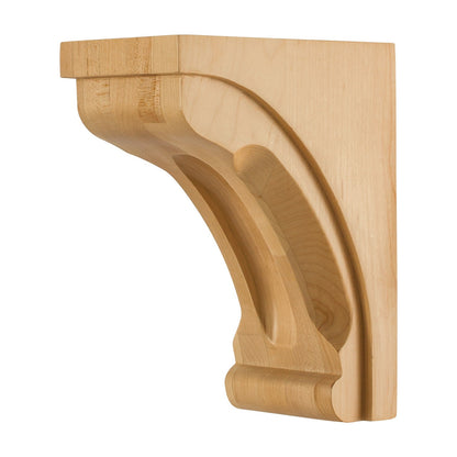 Wood Corbel with Scooped Center and Edges, 4" x 6" x 8"