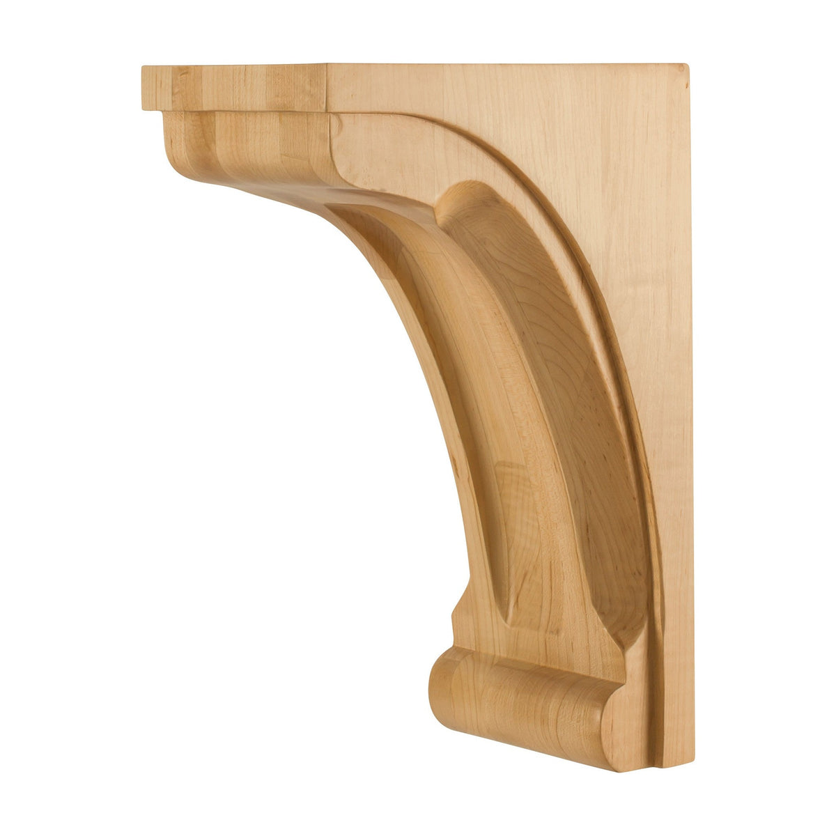 Wood Corbel with Scooped Center and Edges, 5" x 8" x 12"