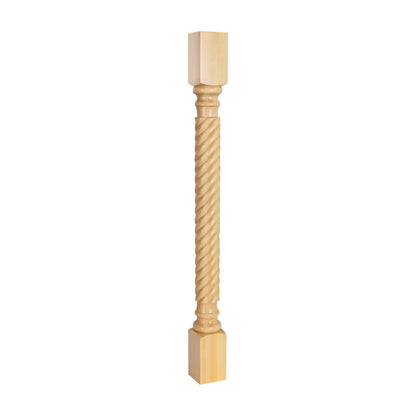Wood Post with Rope Pattern, 3" x 3" x 35-1/2"
