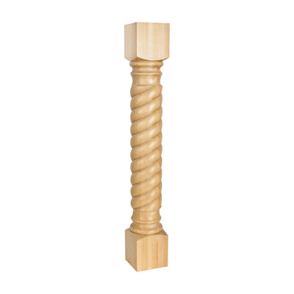 Wood Post with Rope Pattern, 5" x 5" x 35-1/2"