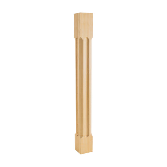 Wood Post with Scooped Edges and Center, 3-1/2" x 3-1/2" x 35-1/2"