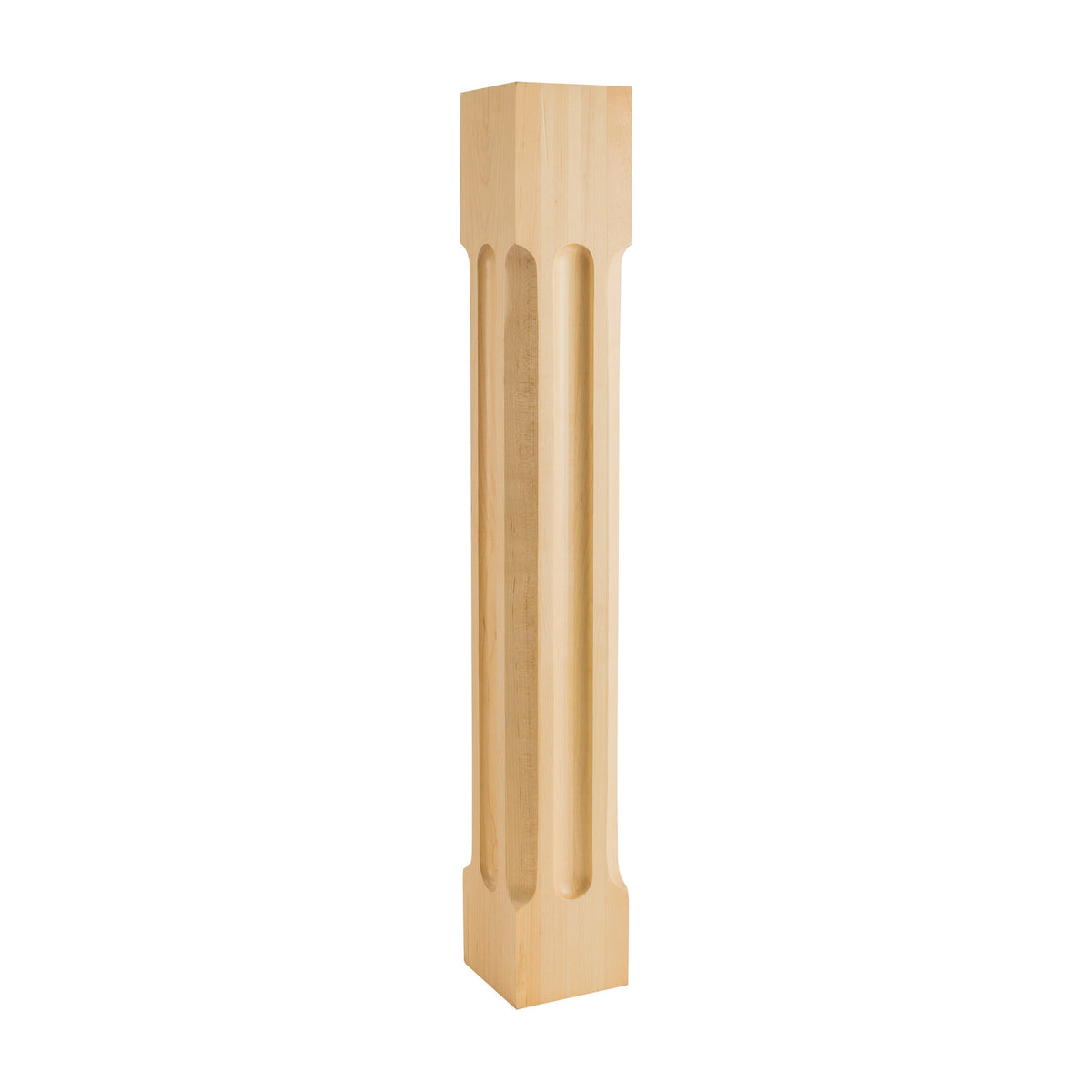 Wood Post with Scooped Edges and Center, 5" x 3-1/2" x 35-1/2"