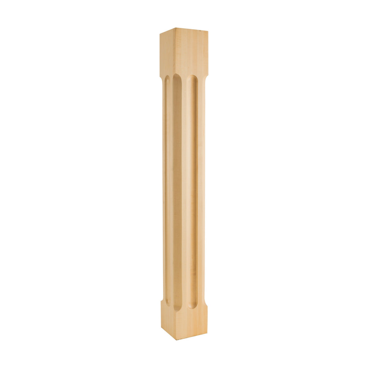 Wood Post with Scooped Edges and Center, 5" x 5" x 42"