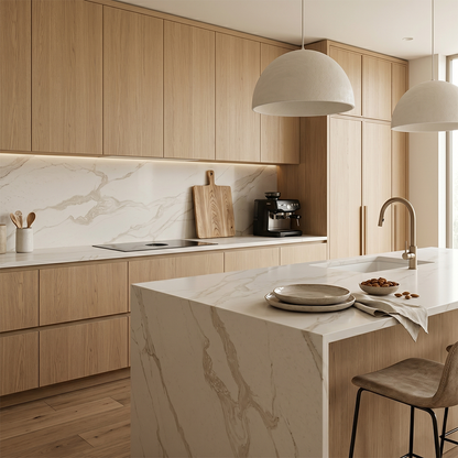 HC-Calacatta Almond Quartz Slab