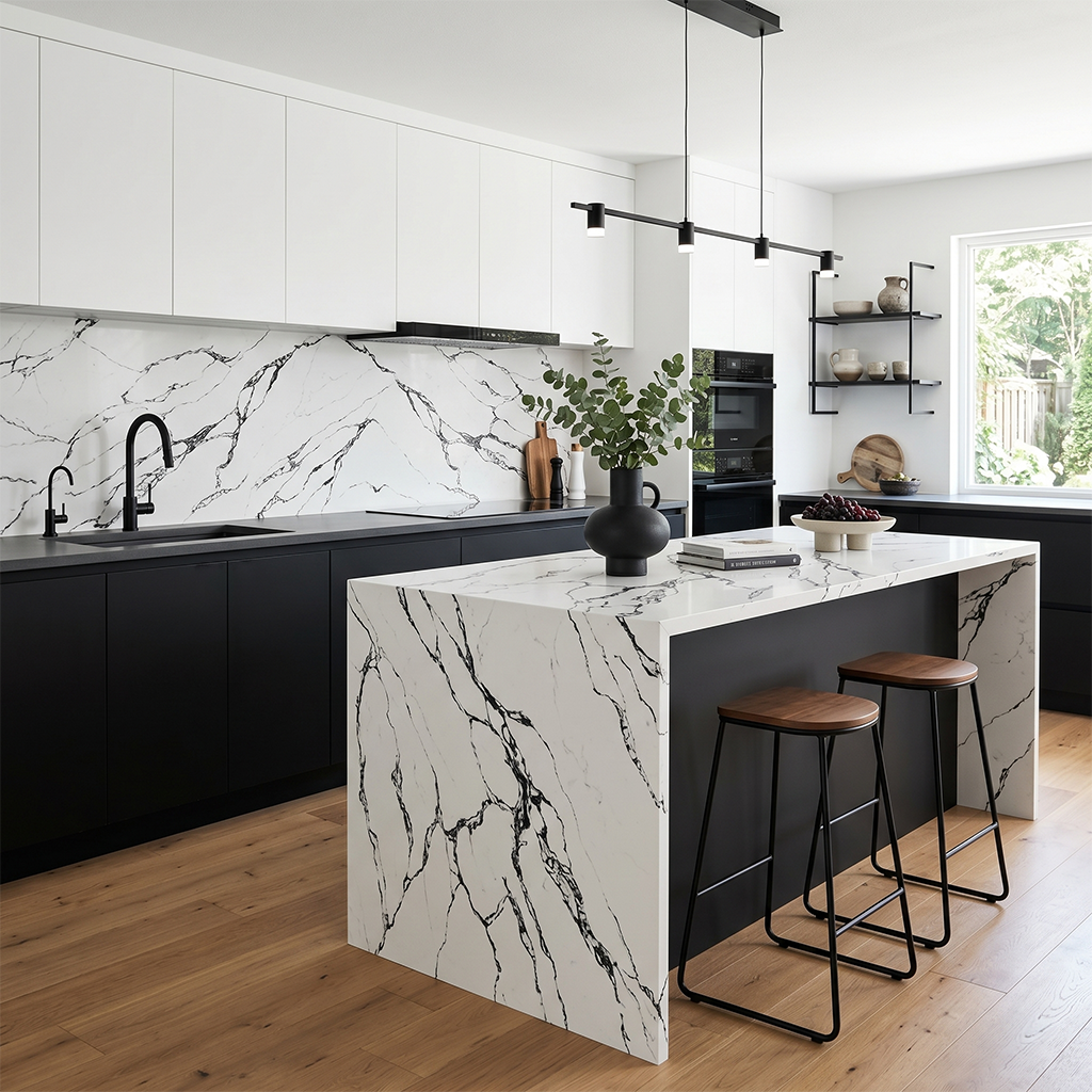 HC-Calacatta Aurora Quartz Slab