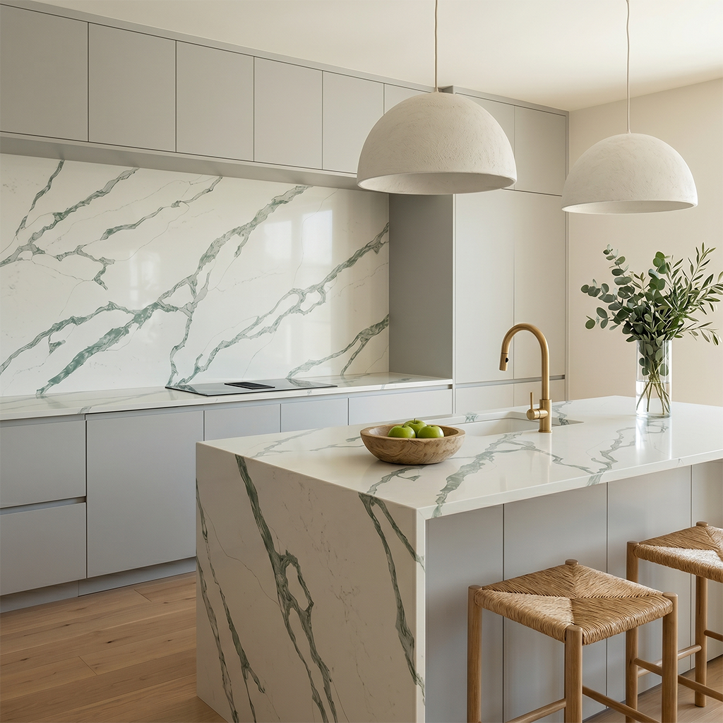 HC-Calacatta Emerald Quartz Slab