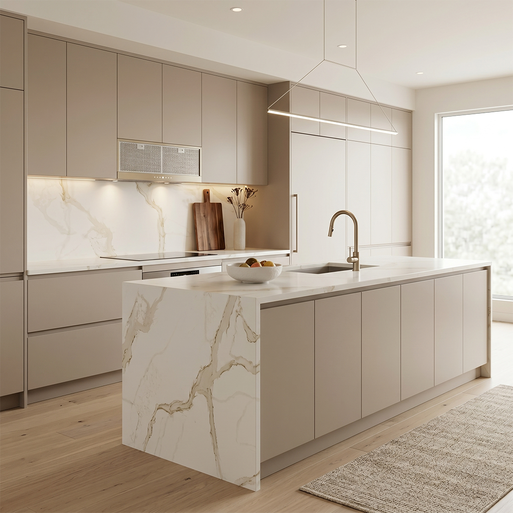 HC-Calacatta Toffee Quartz Slab