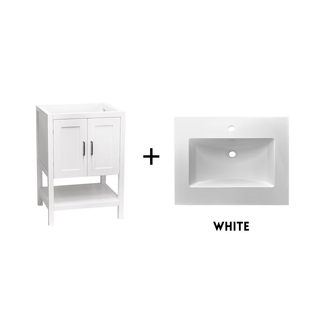 Monterey 24" Freestanding Bathroom Vanity with Solid Surface Integrated Sink Top
