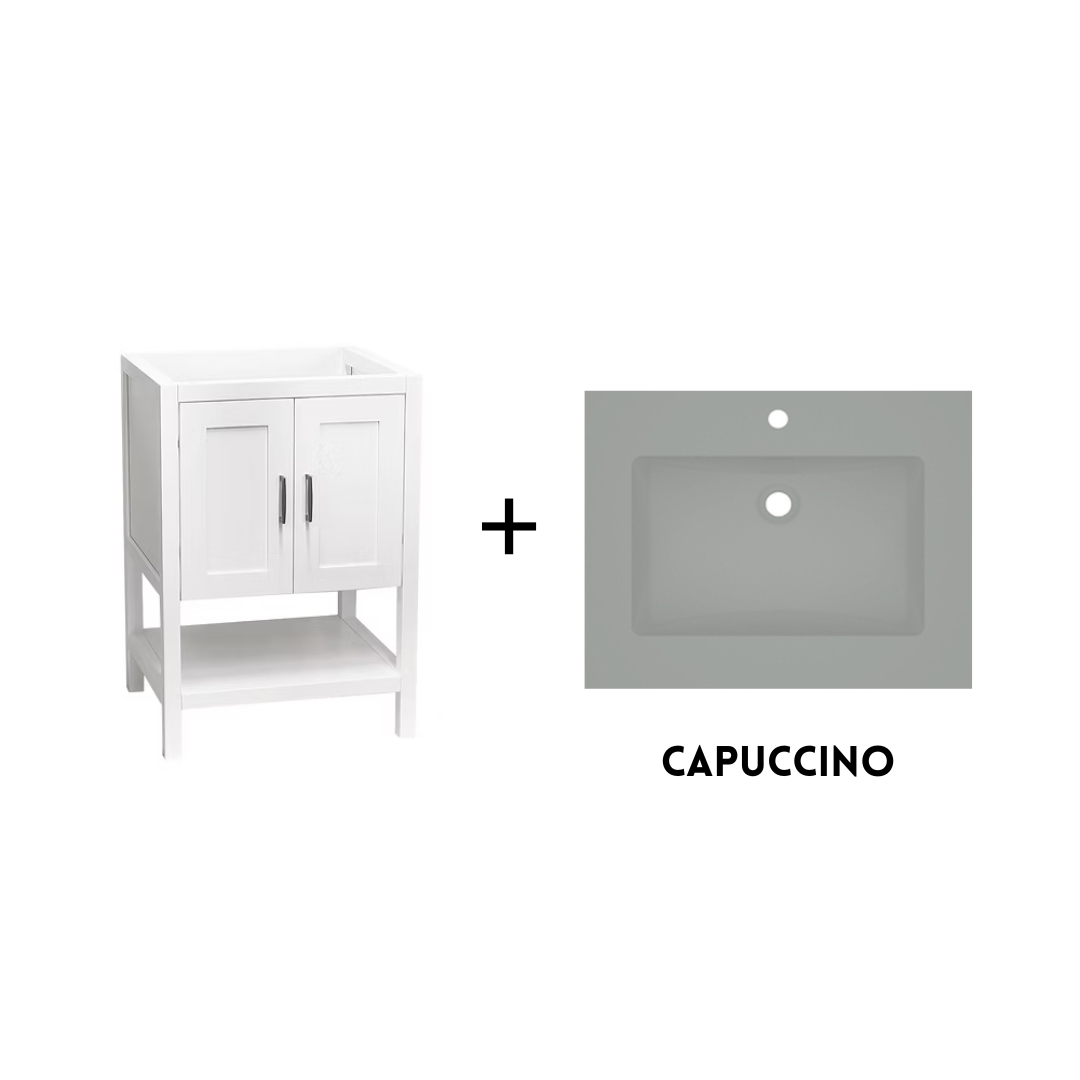 Monterey 24" Freestanding Bathroom Vanity with Solid Surface Integrated Sink Top