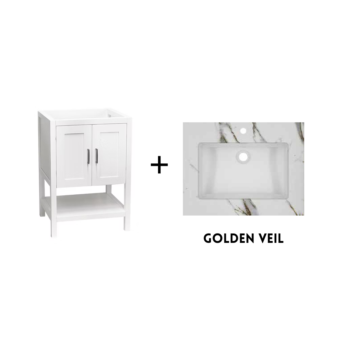 Monterey 24" Freestanding Bathroom Vanity with Solid Surface Integrated Sink Top