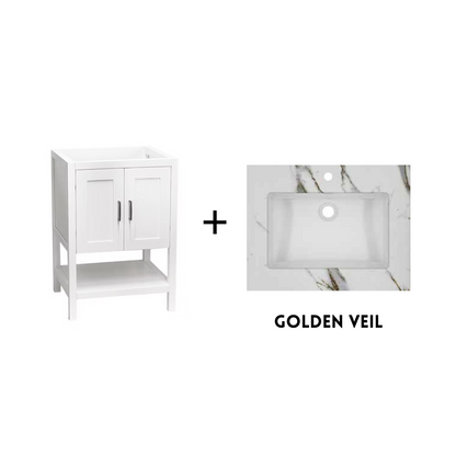 Monterey 24" Freestanding Bathroom Vanity with Solid Surface Integrated Sink Top
