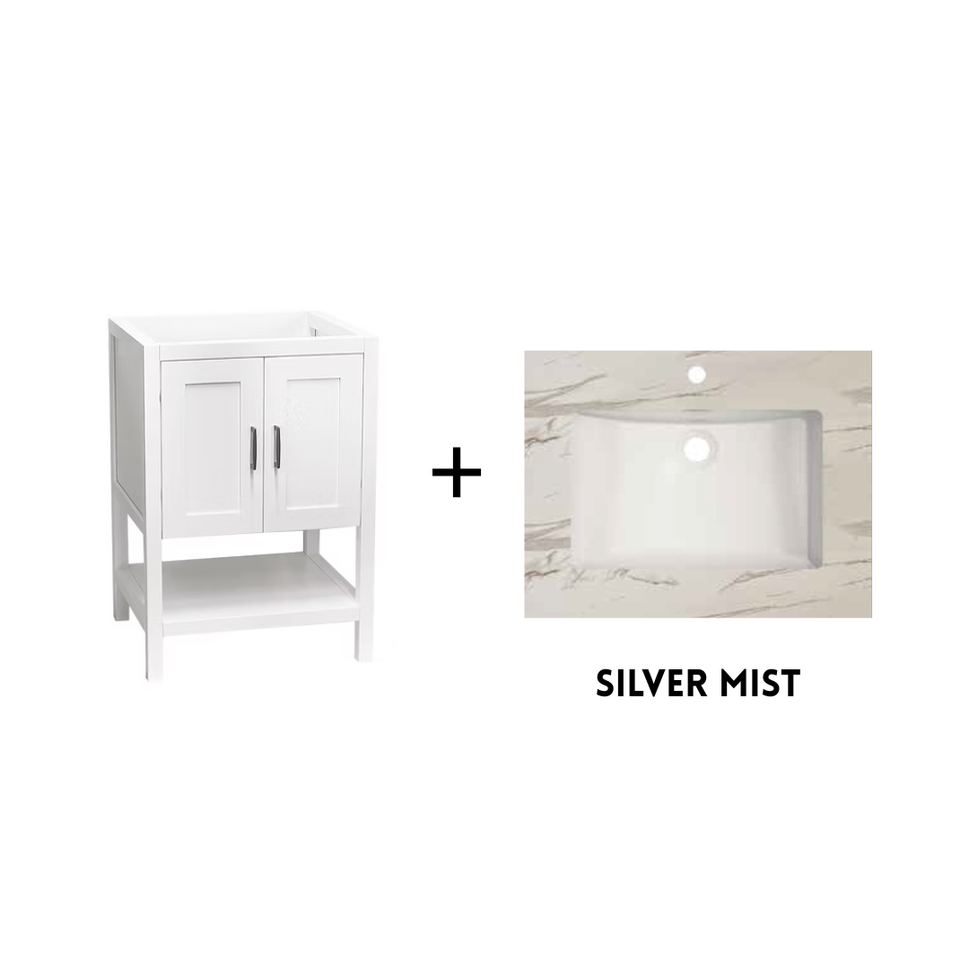 Monterey 24" Freestanding Bathroom Vanity with Solid Surface Integrated Sink Top