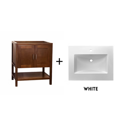 Monterey 30" Freestanding Bathroom Vanity with Solid Surface Integrated Sink Top